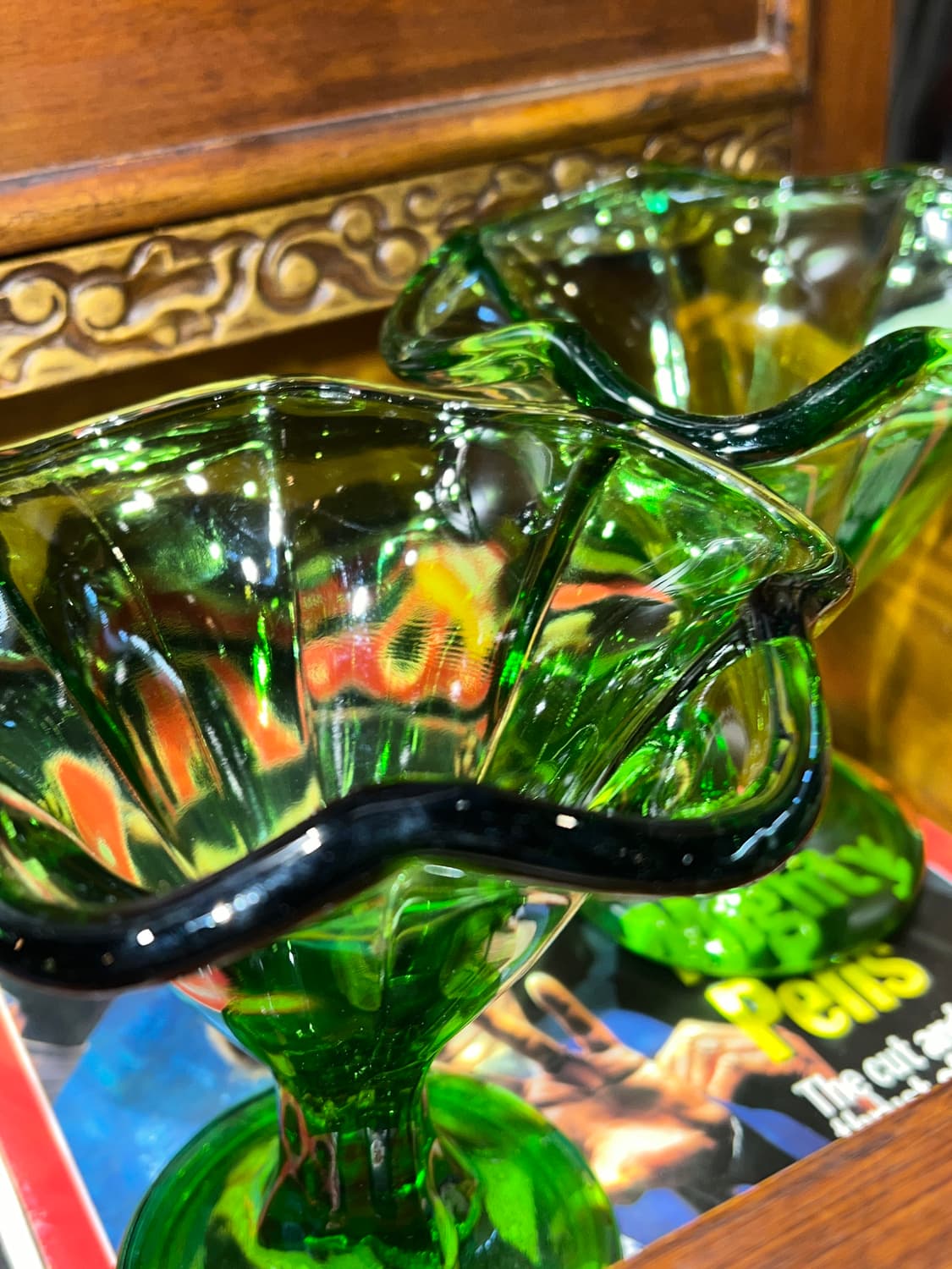 70-80s Korea Parfait Glass OliveGreen 상품이미지3