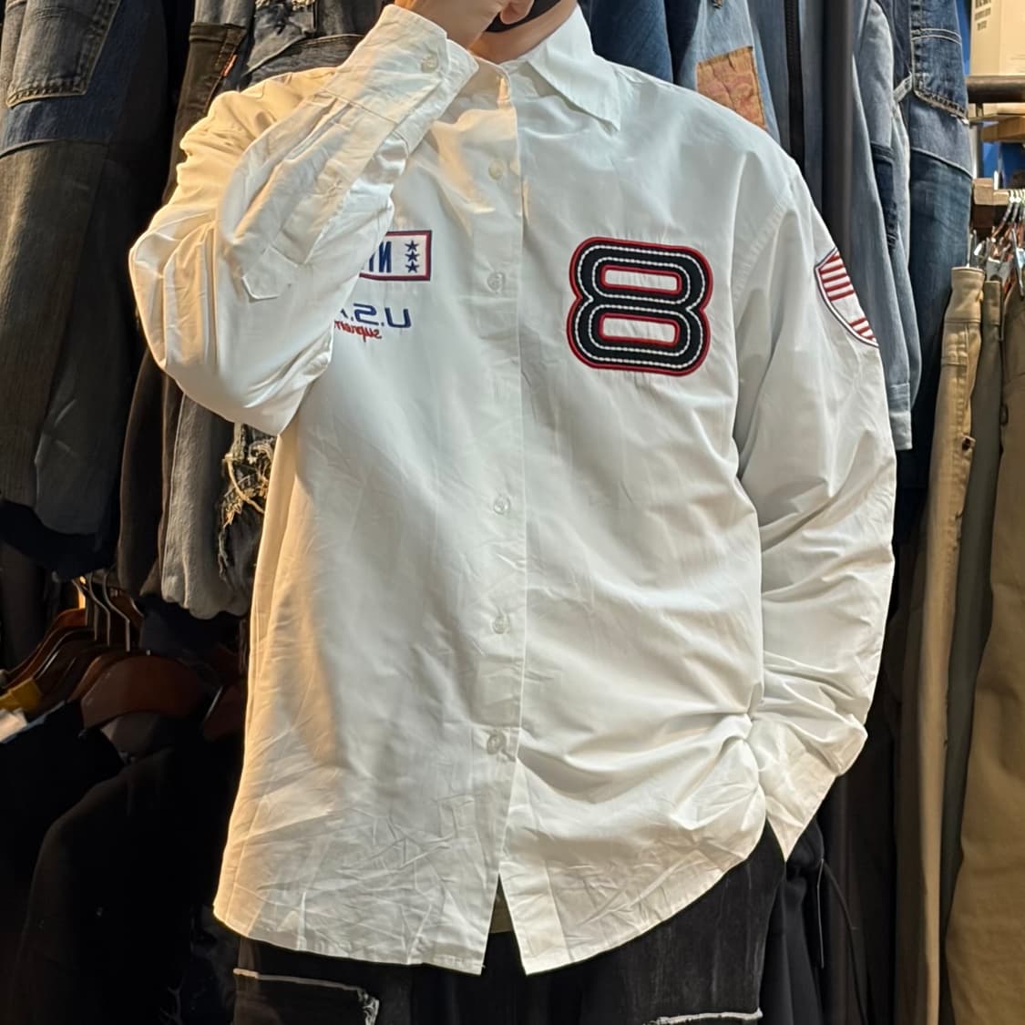 [NO.9] VTG 화이트 자수 셔츠 상품이미지1