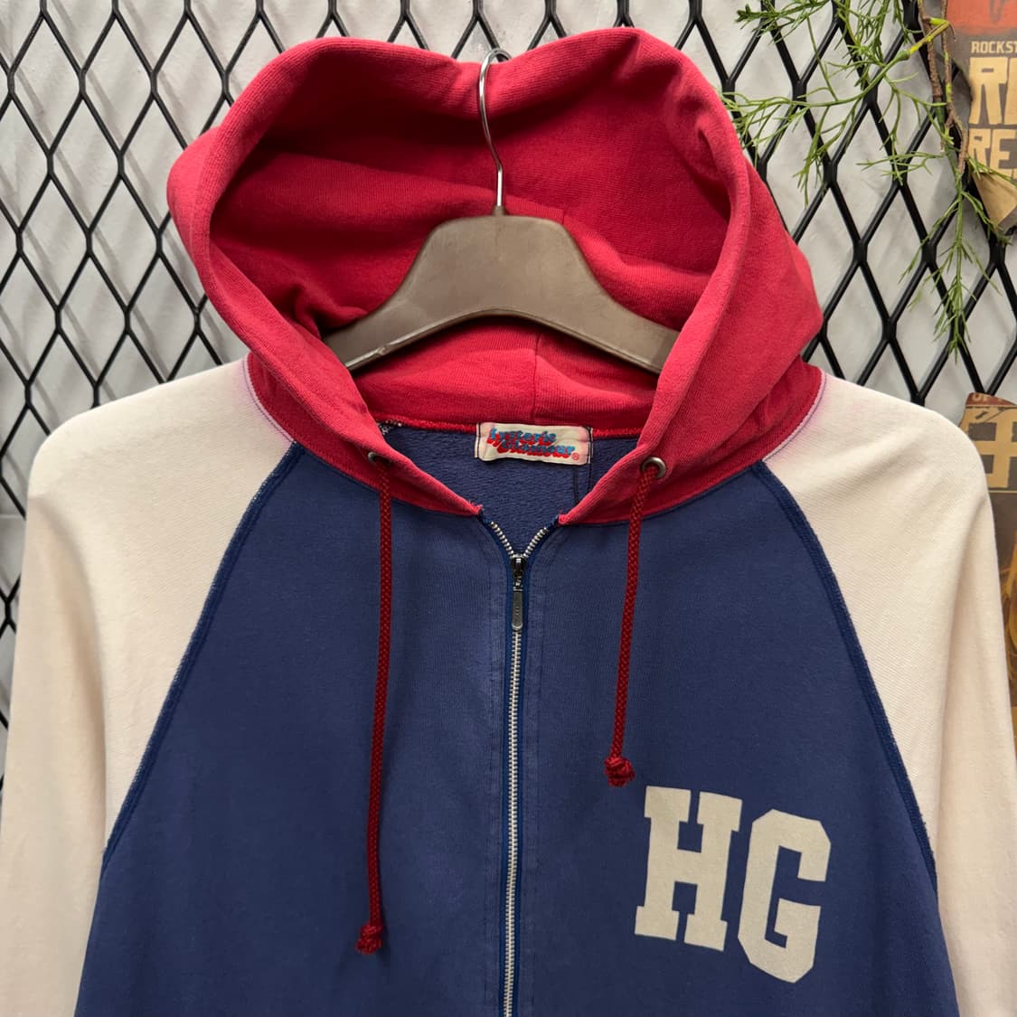 히스테릭 글래머 후드집업 전후면 프린팅 로고 포인트 네이비 아이보리 레드 상품이미지3
