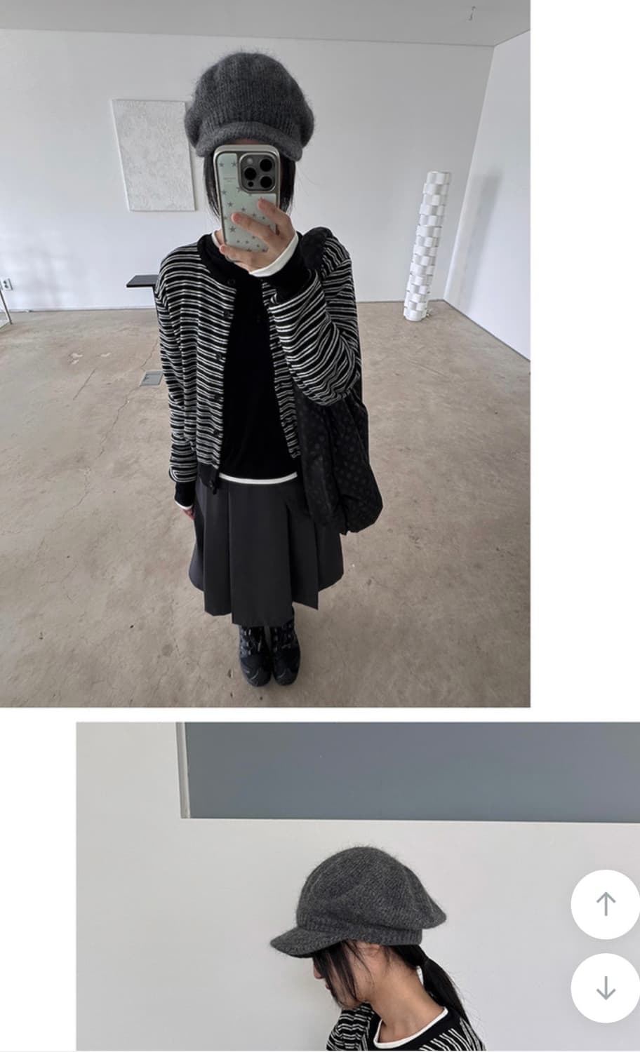 다상 - 헤어리 니트 캡 마도로스 모자 grey 상품이미지2