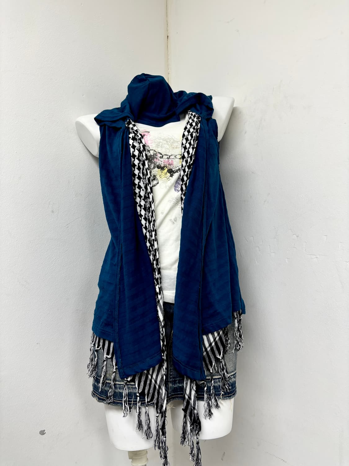 “Vintage” 00’s Style Check Layered Hoode 상품이미지7