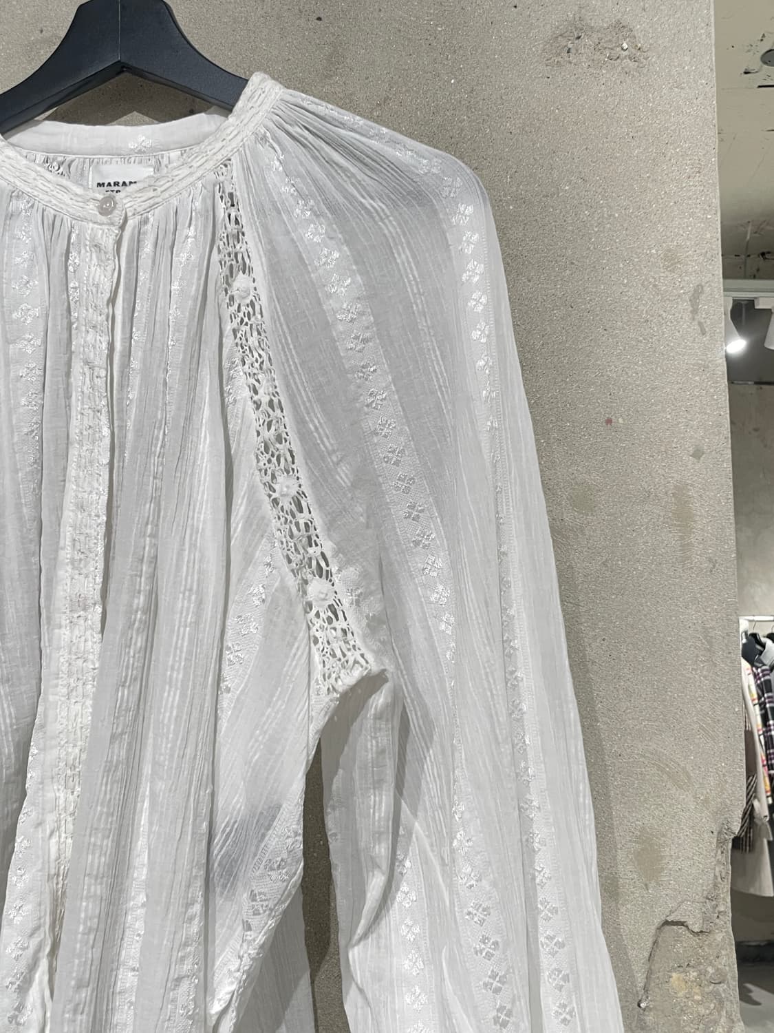 이자벨 마랑 에뚜왈 화이트 만다린 카라 코튼 혼방 블라우스 상품이미지3