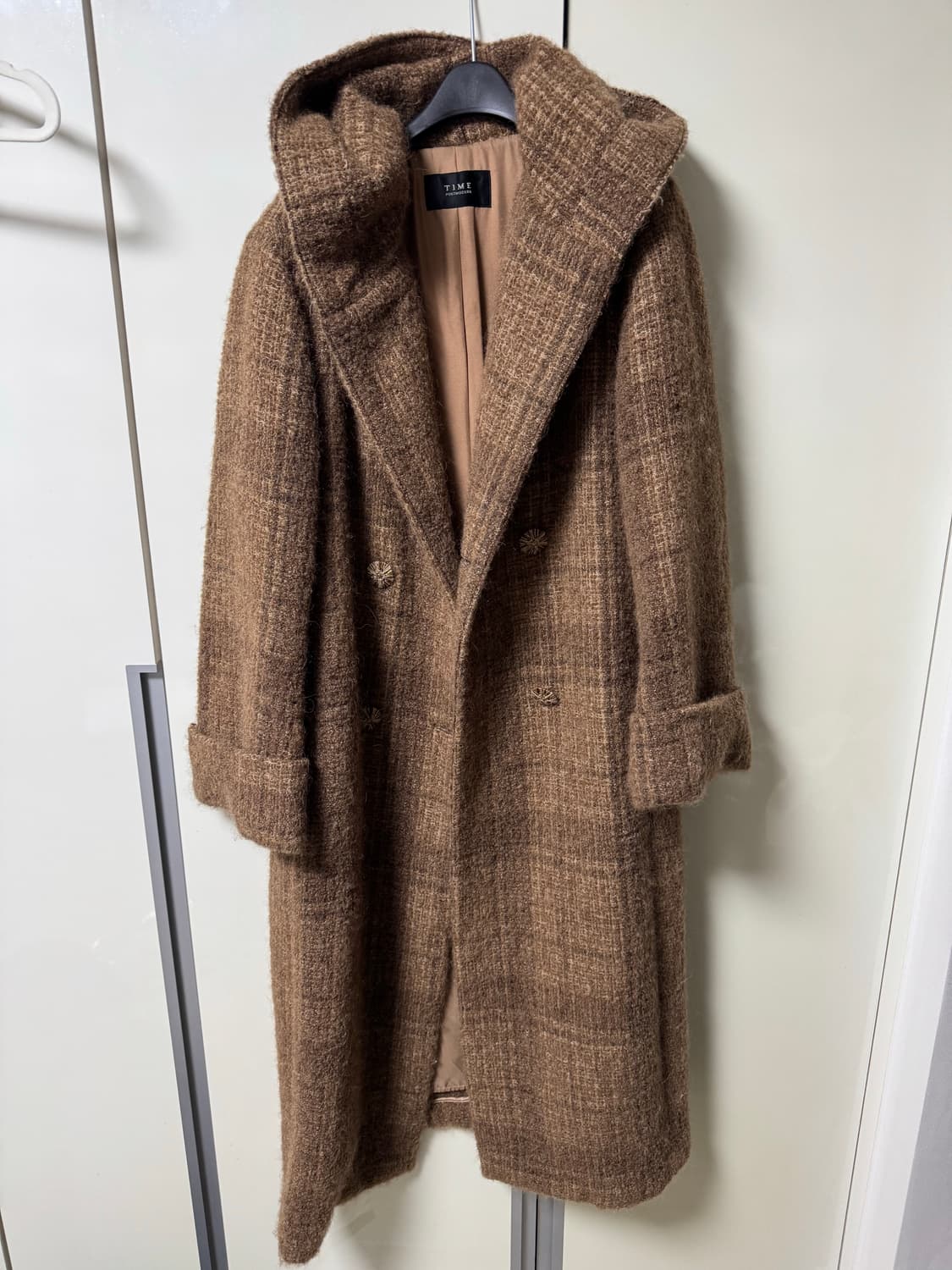 TIME 타임 트위드 후드 롱코드 상품이미지1