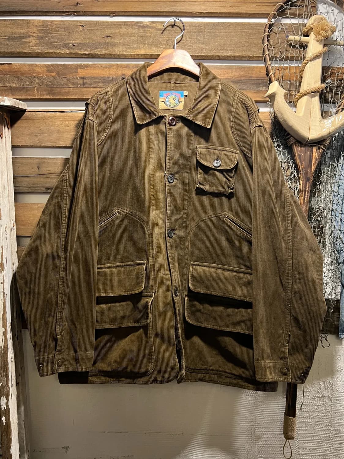 [XL]90's USA 빈티지 포켓 디테일 브라운 코듀로이 헌팅 자켓 상품이미지1