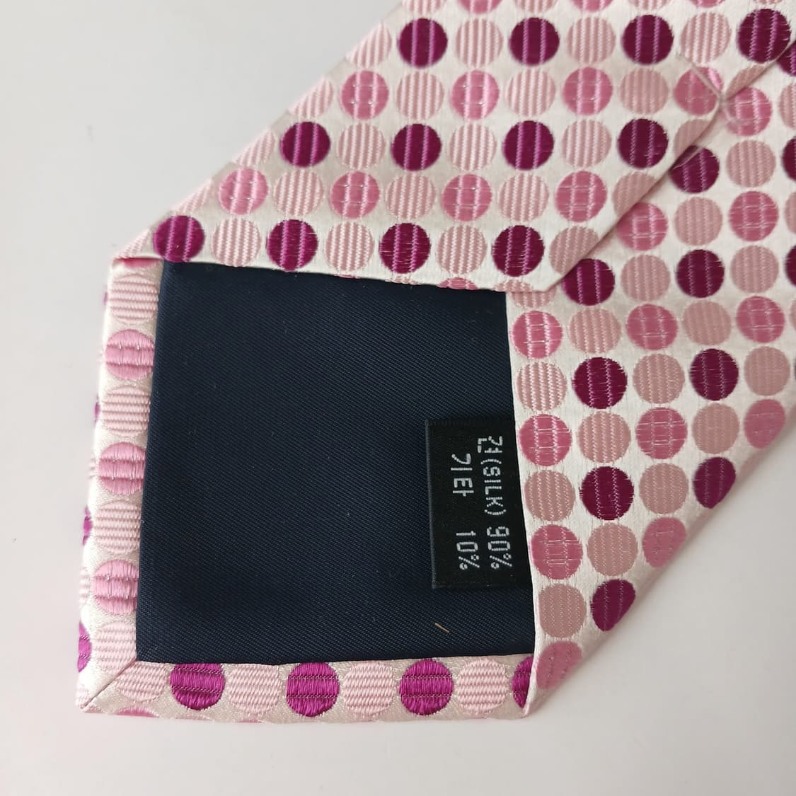 아쿠아스큐텀 실크 핑크 도트 패턴 넥타이 9.2cm S~A+등급 E916 상품이미지8