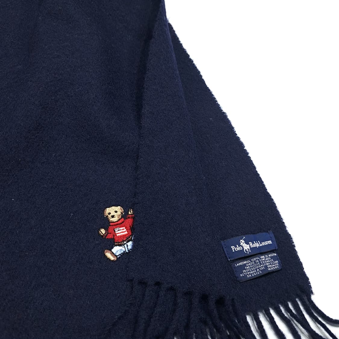 MX549 폴로 90s 스코틀랜드판 램스울 폴로베어 네이비 머플러 목도 상품이미지6