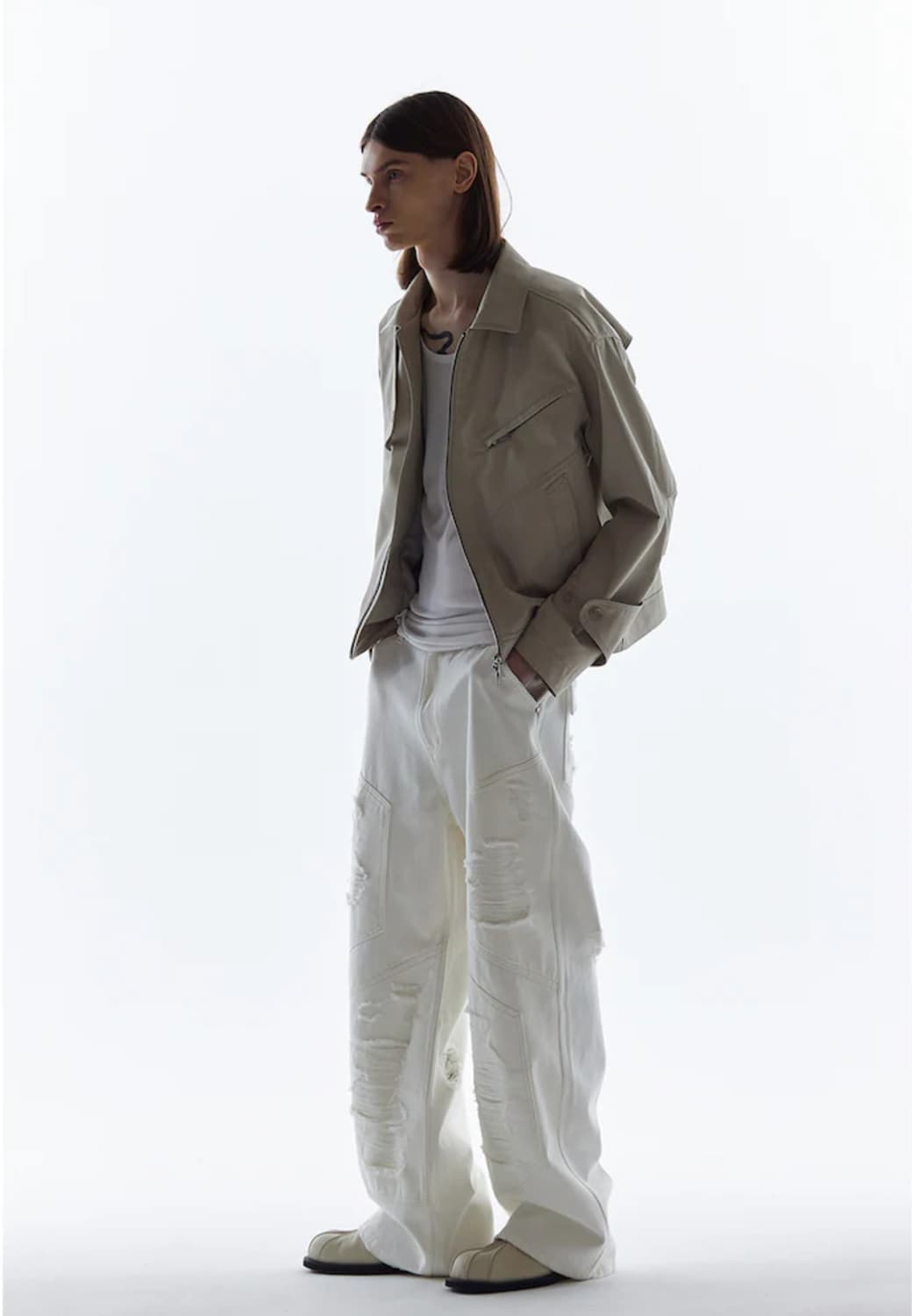 [새상품]CROPPED TRENCH JACKET (IVORY) 상품이미지3