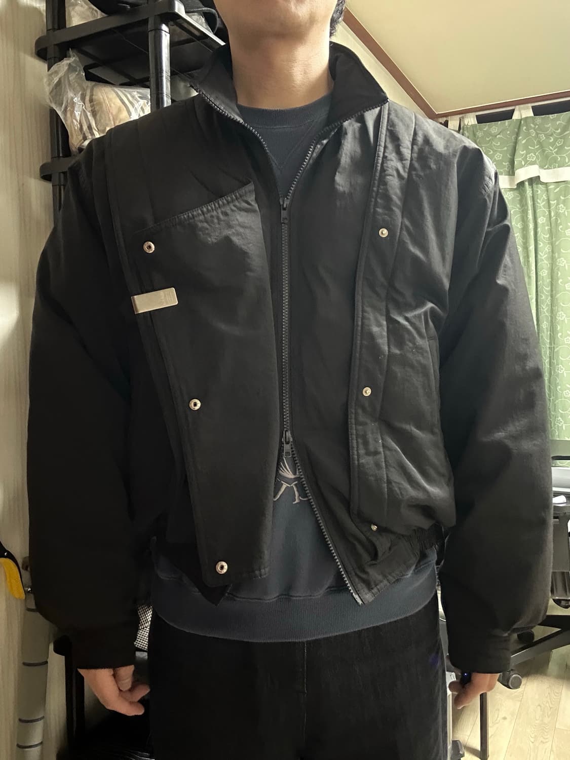 누아클레 NUAKLE 크롭 오리털 패딩 블루종 점퍼 블랙 2번 상품이미지6