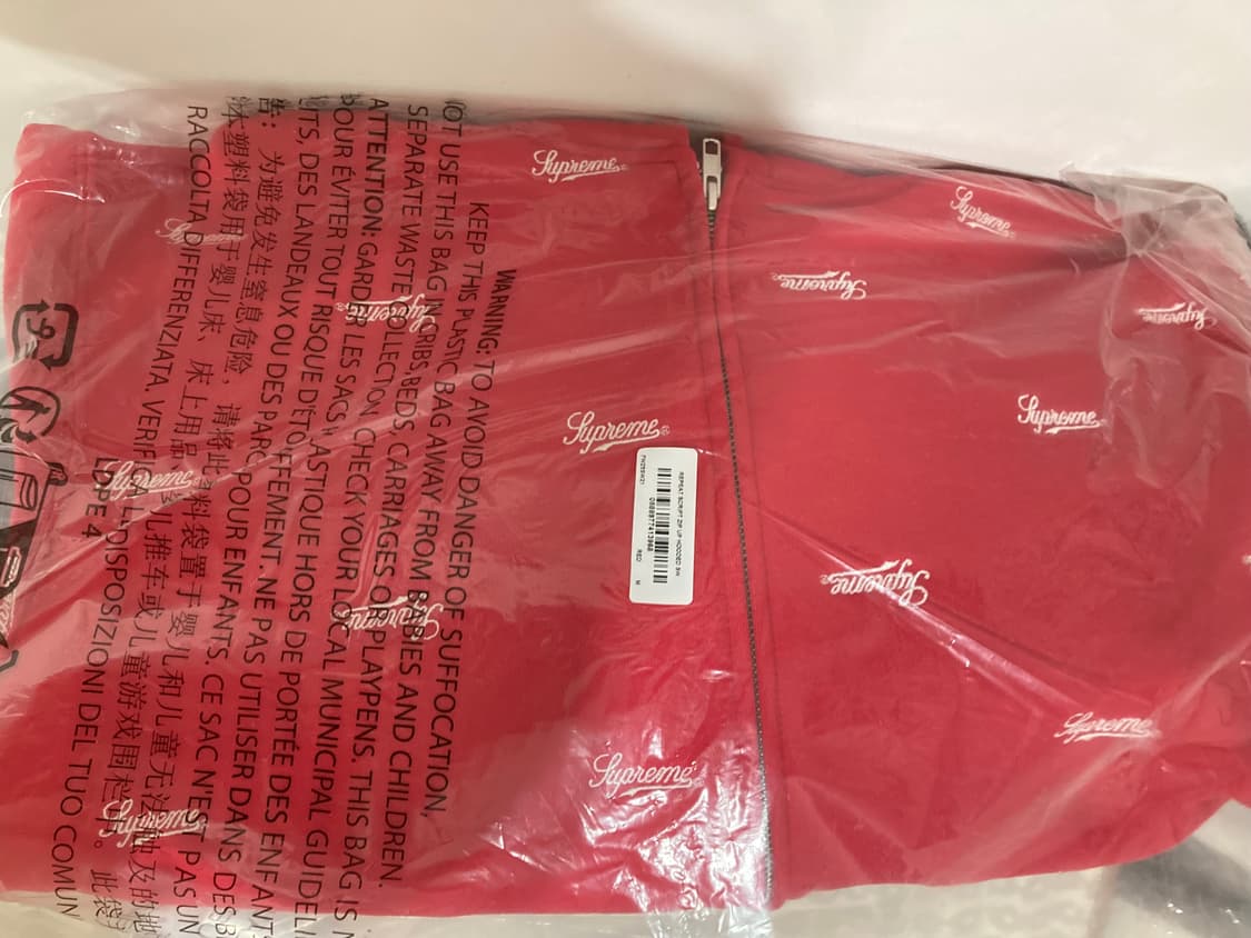 슈프림 리핏 스크립트 집업 후드 스웨트셔츠 레드 25fw m사이즈 판매합 상품이미지2