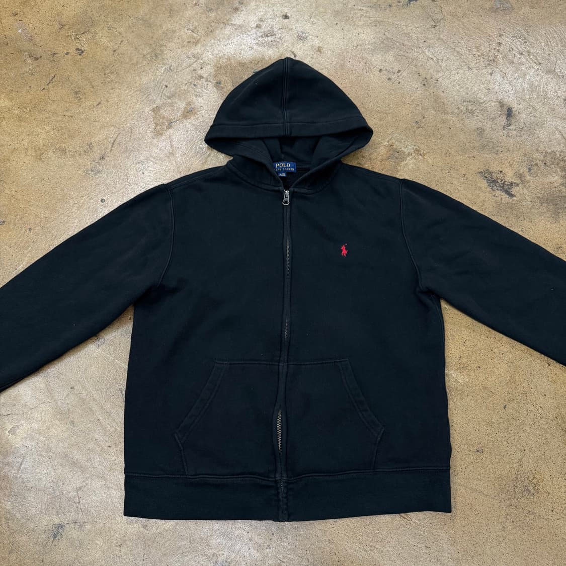 폴로 랄프로렌 블랙 검빨 후드집업 상품이미지3