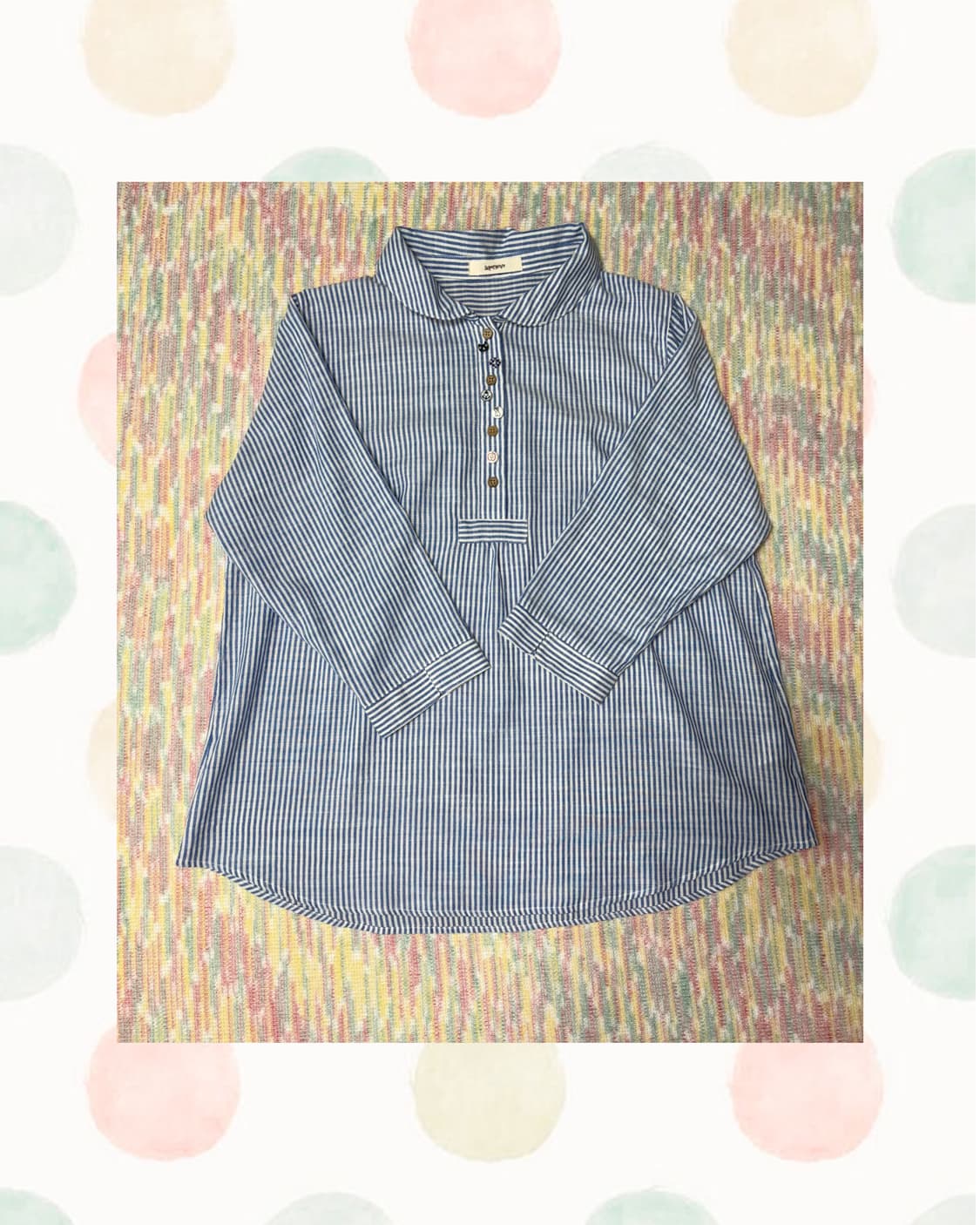 스트라이프 포인트 단추 블라우스 상품이미지1