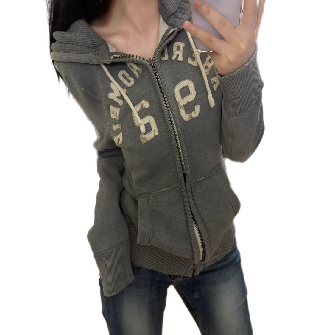 대장급 아베크롬비 머슬핏 그레이 후드집업 상품이미지2