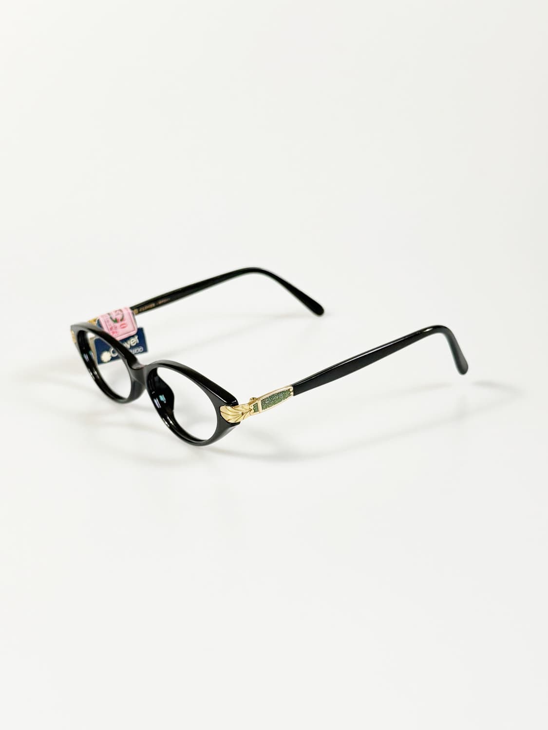 90s CLOVER 블랙 오벌 뿔테 프레임 빈티지 안경 상품이미지3