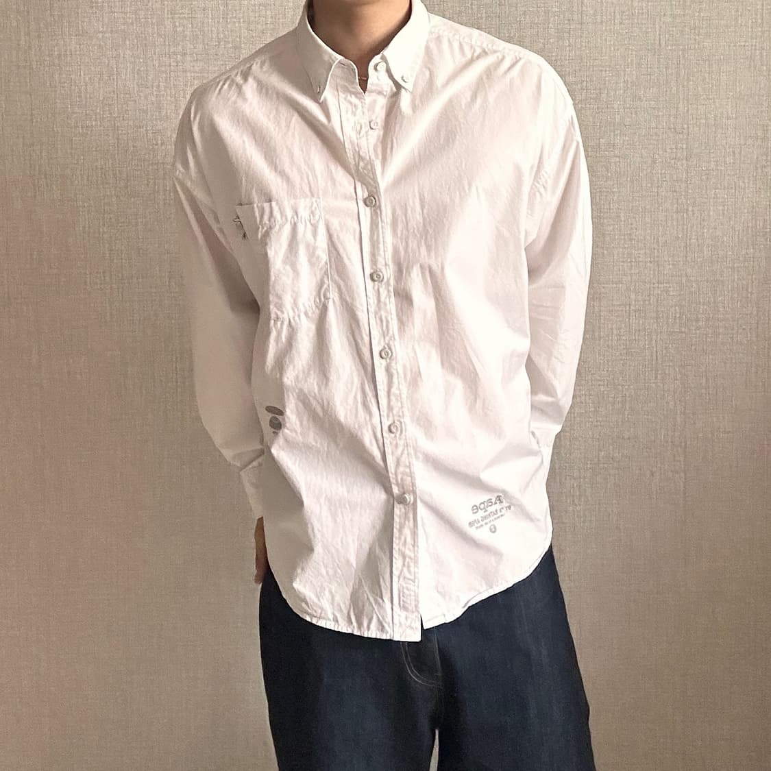  Aape Patch Logo White Overshirt 상품이미지2