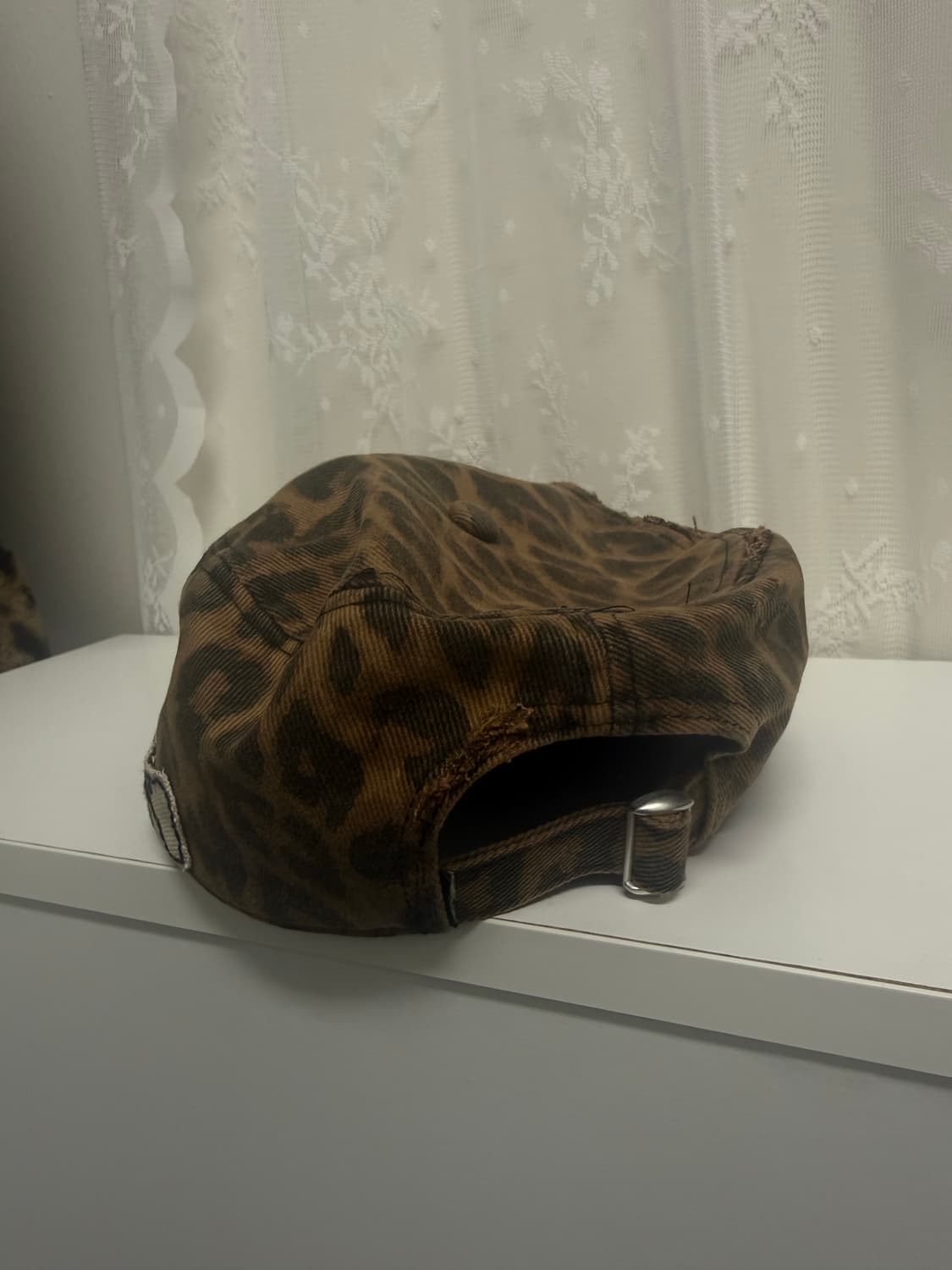 VINTAGE 레오파드 디스트로이드 자수패치 커스텀 필박스 캡 상품이미지7