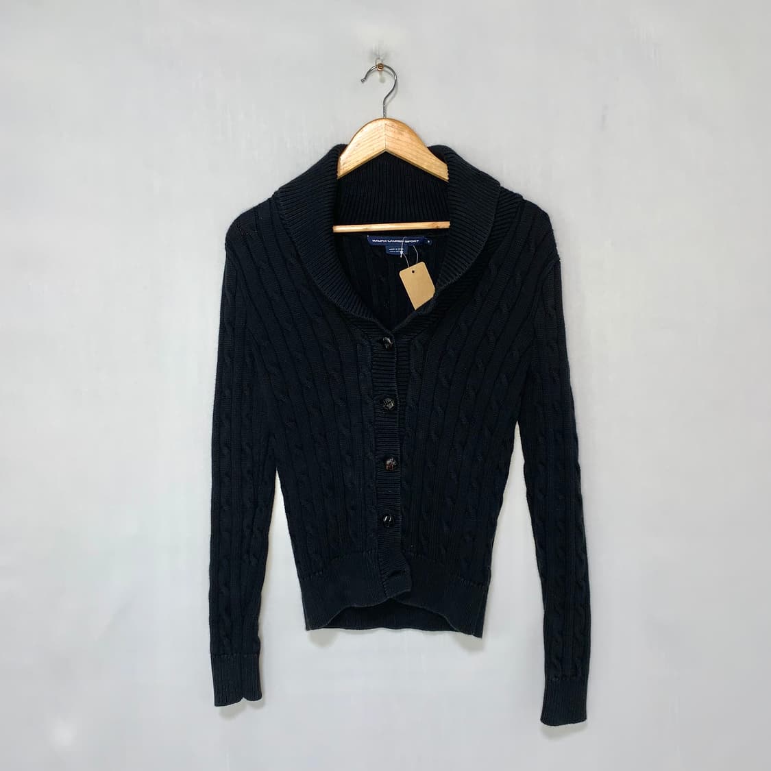 랄프로렌 스포츠 블랙 케이블 니트 버튼 가디건 M 빈티지 여성 상품이미지1