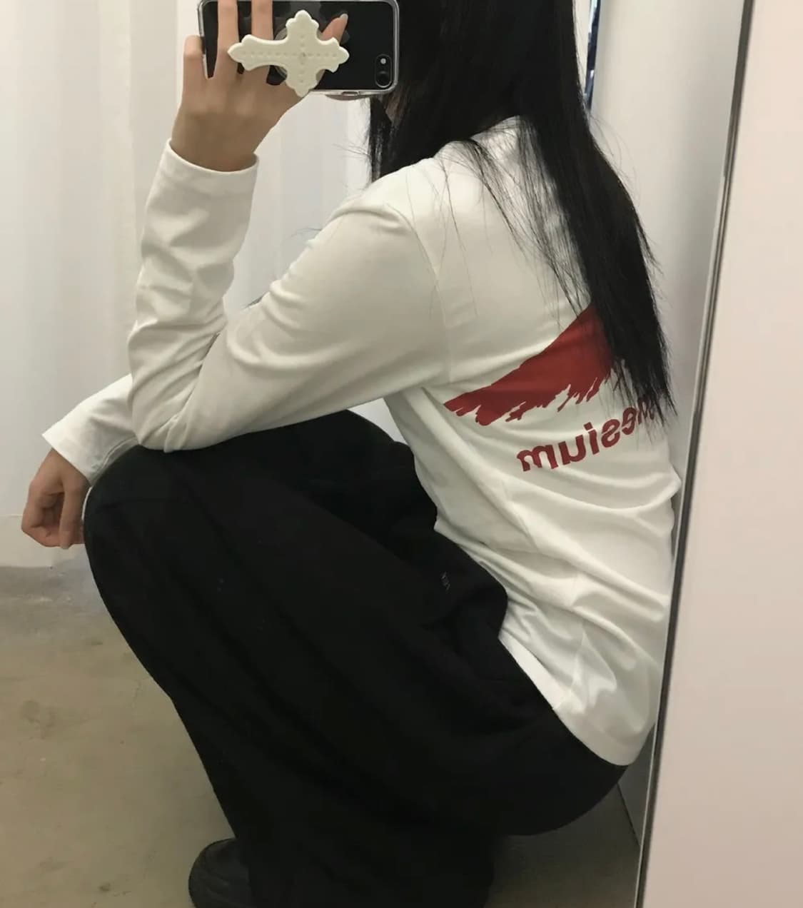 마운틴 롱슬리브 (화이트/레드) 상품이미지1