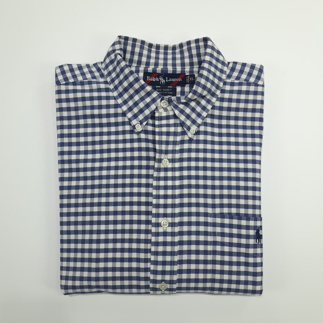 CN716 XL 폴로 랄프로렌 빅셔츠 네이비 깅엄체크 긴팔 셔츠 남방 상품이미지8