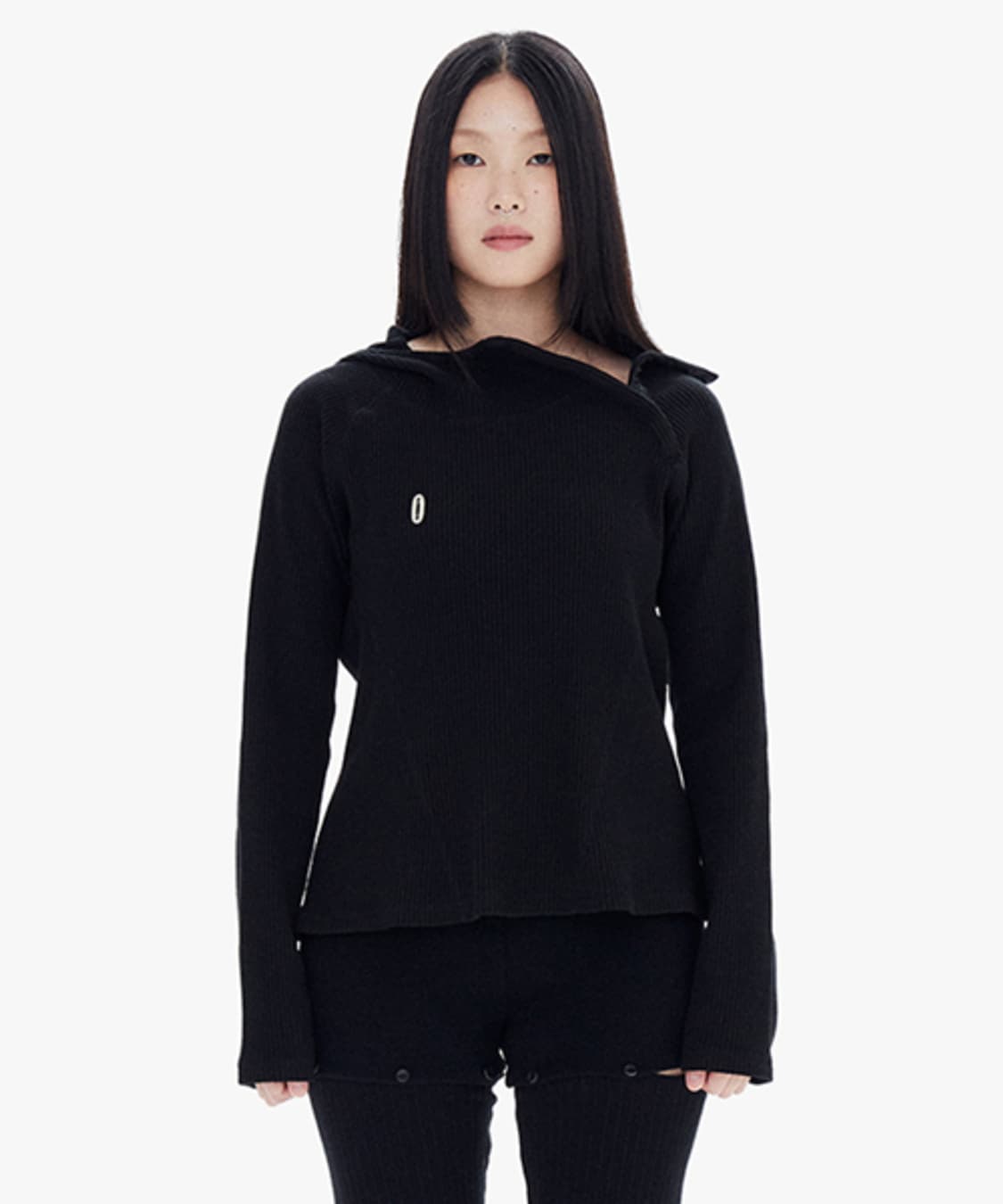 할로미늄 슬림 와플 후디 블랙 상품이미지1