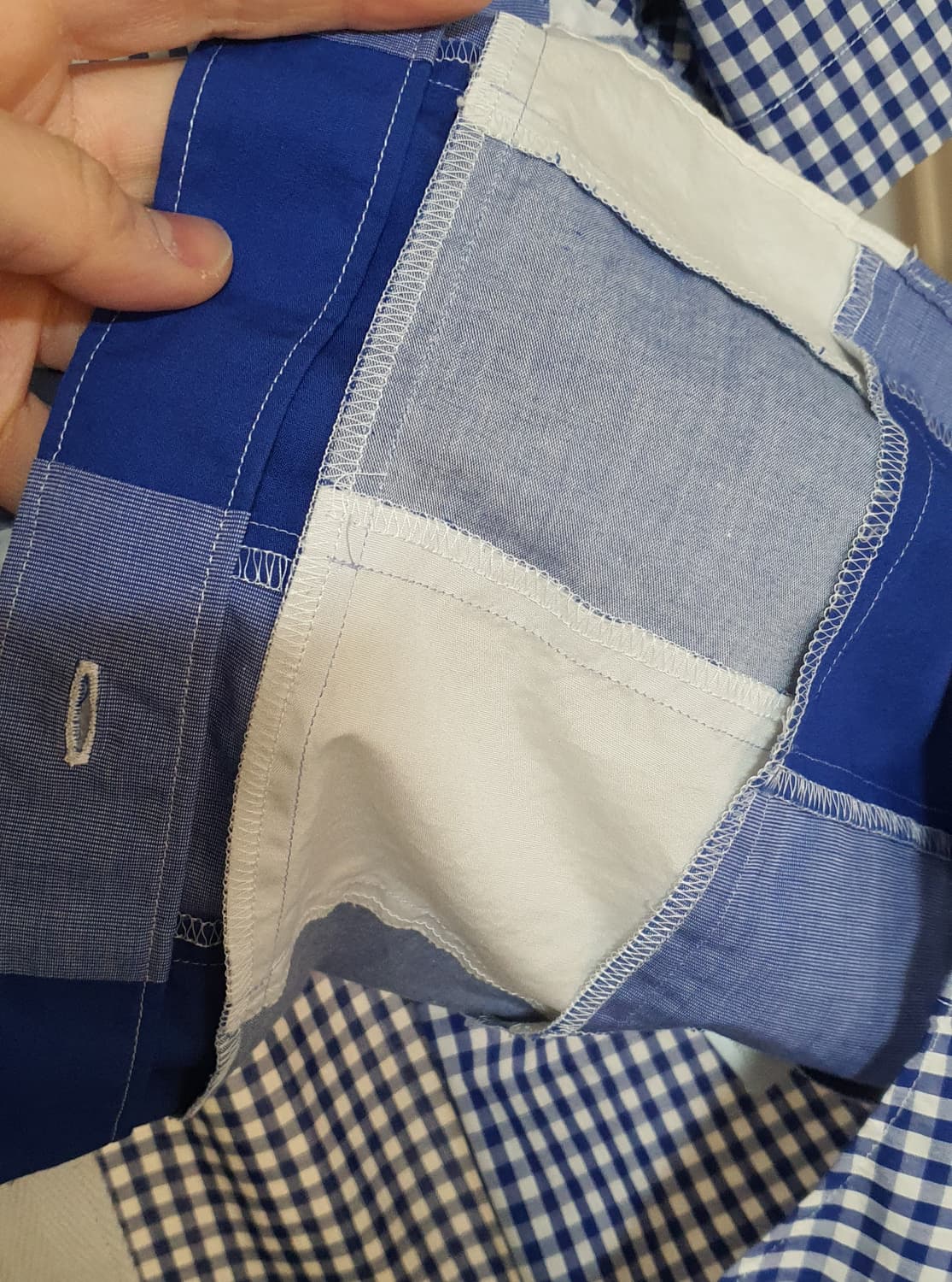 간류 꼼데가르송 패치워크 체크 반팔 셔츠 상품이미지6