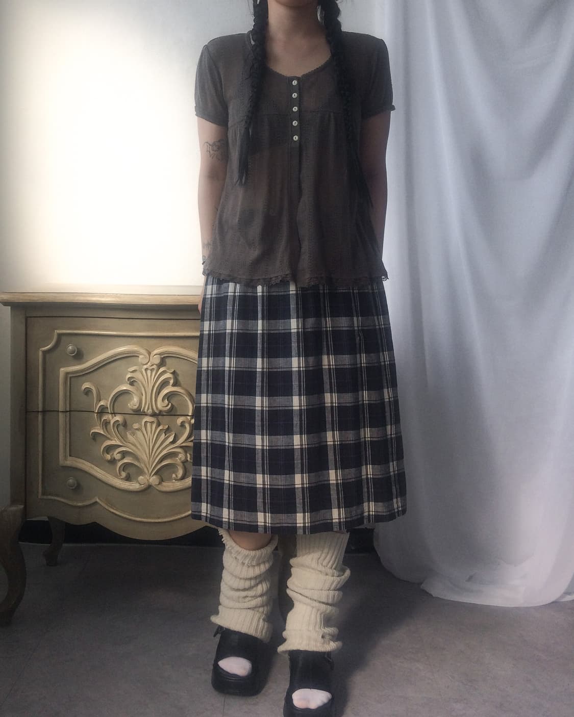 Belted check pattern skirt 상품이미지5