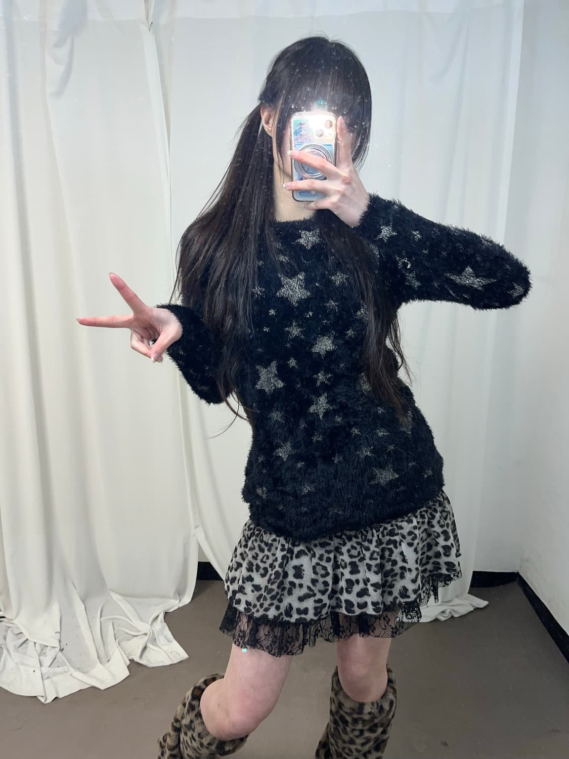 별 패턴 앙고라 니트 상품이미지3