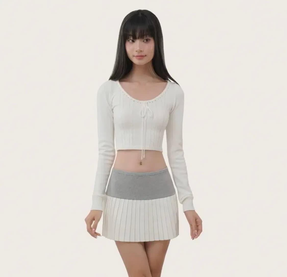 클리시어 츄로 케이블 리본 니트 아이보리 상품이미지1