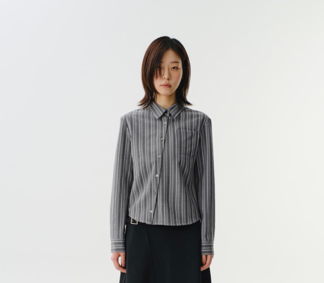 다이브인우먼 슬림핏 셔츠 차콜 상품이미지2