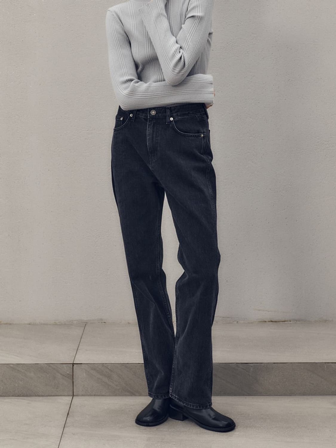 루에브르 코네 스트레이트 블랙데님 상품이미지1