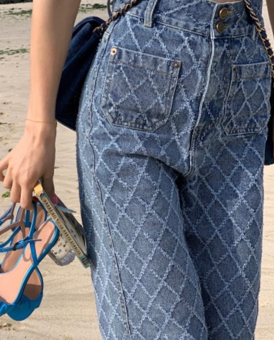 (s) 서쿠키 하이웨스트 체크진 팬츠 상품이미지1