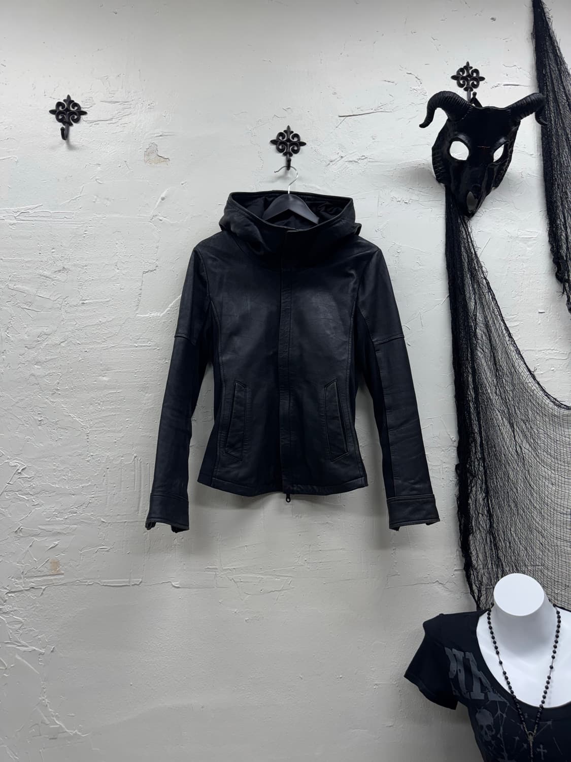 No id 00s archive ninja hood leather jac 상품이미지2