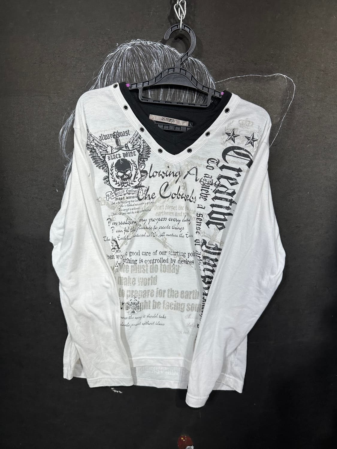 Jpn 일본 빈티지 고딕 펑크 해골 프린팅 롱슬리브 L 상품이미지6
