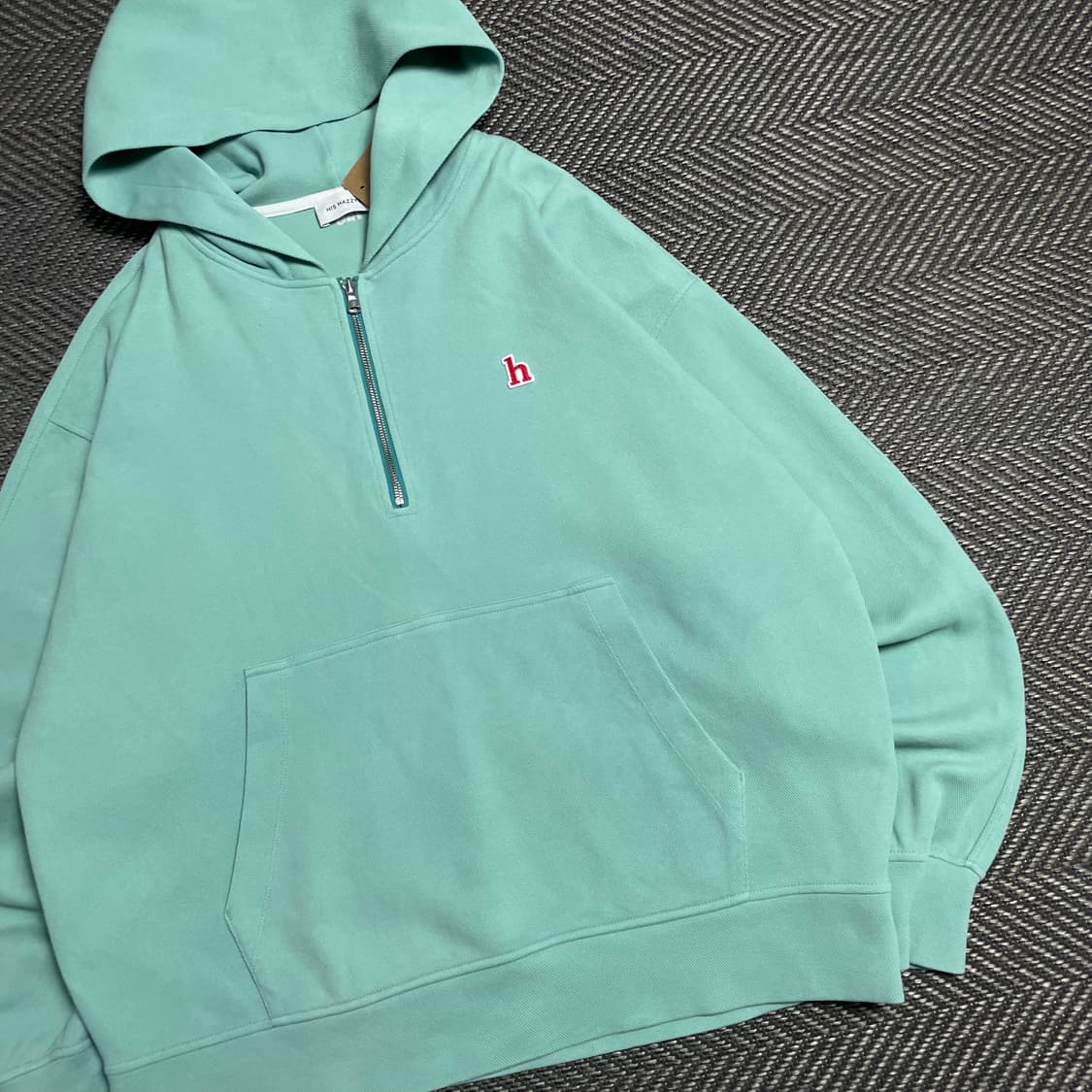 Hazzys 자수로고 아노락 후드 하프 반집업 민트o 5171 상품이미지3