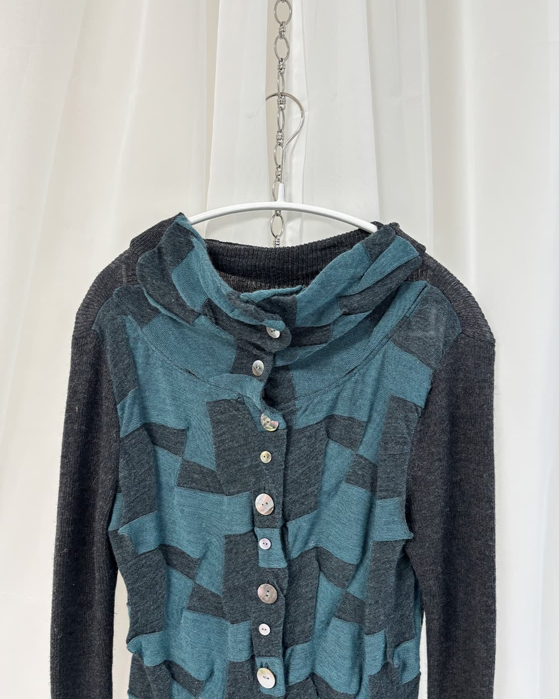 royal ascot 언밸런스 체커보드 버튼업 가디건 상품이미지4