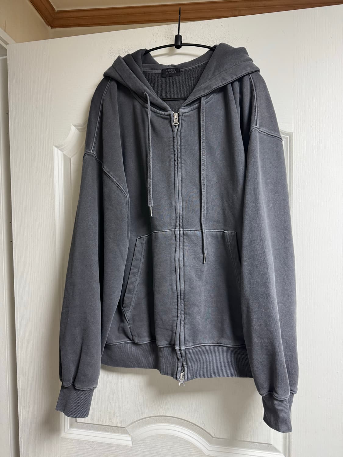 피그먼트 오버사이즈 후디드 스웨트 집업 [차콜 그레이] L 상품이미지7