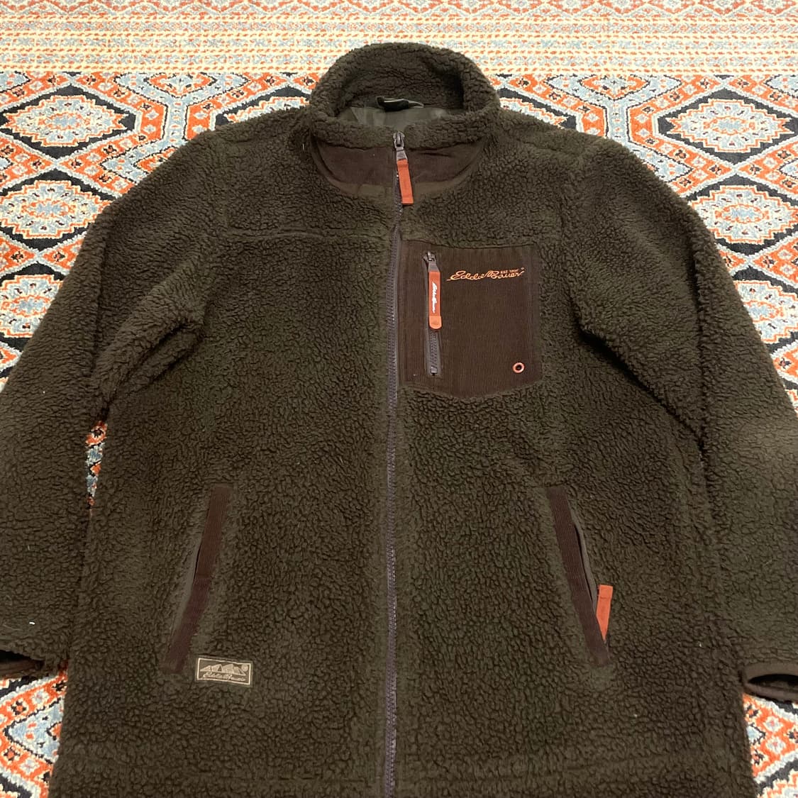 에디바우어 브라운 롱 쉐르파 플리스 집업 자켓 여성M 상품이미지2