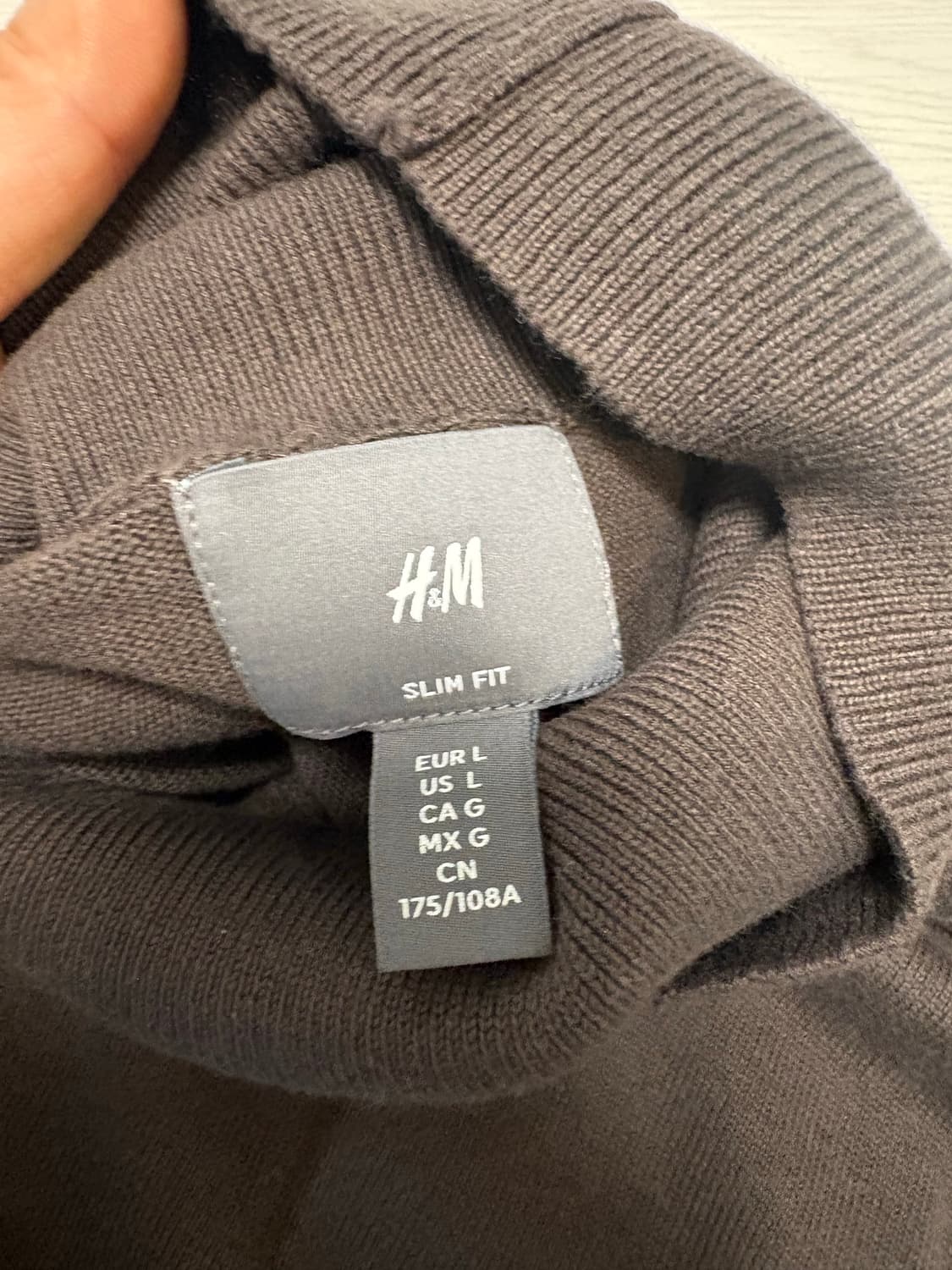 H&M 메리노 니트 터틀넥 브라운 슬림핏 L 상품이미지2