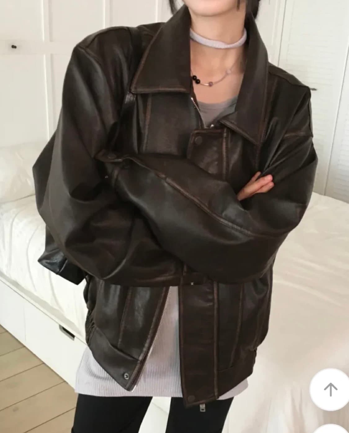 새거)빈티지 워싱 절개 레더자켓 미스치프 보헤미안서울 코이세이오 마뗑킴 상품이미지1