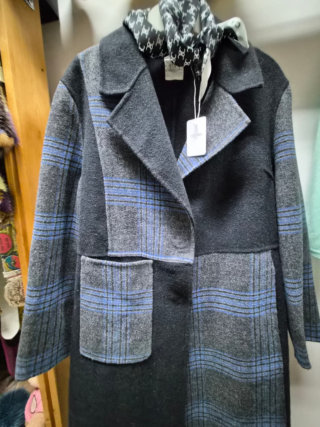 기비 체크 핸드메이드 코트 상품이미지3