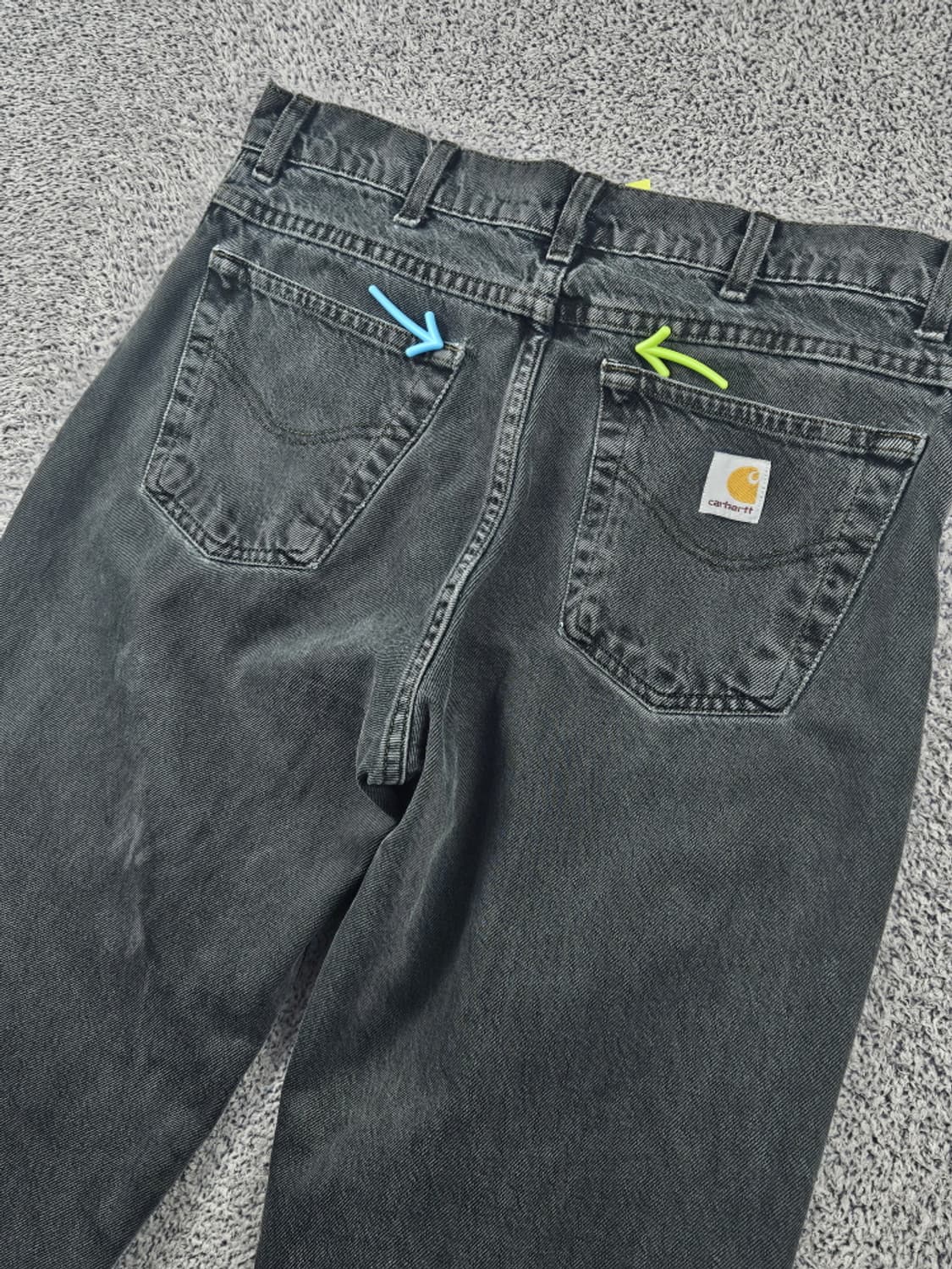 칼하트 블랙 다이드 커스텀 데님 워크 팬츠 (34X34) / 10610 상품이미지8