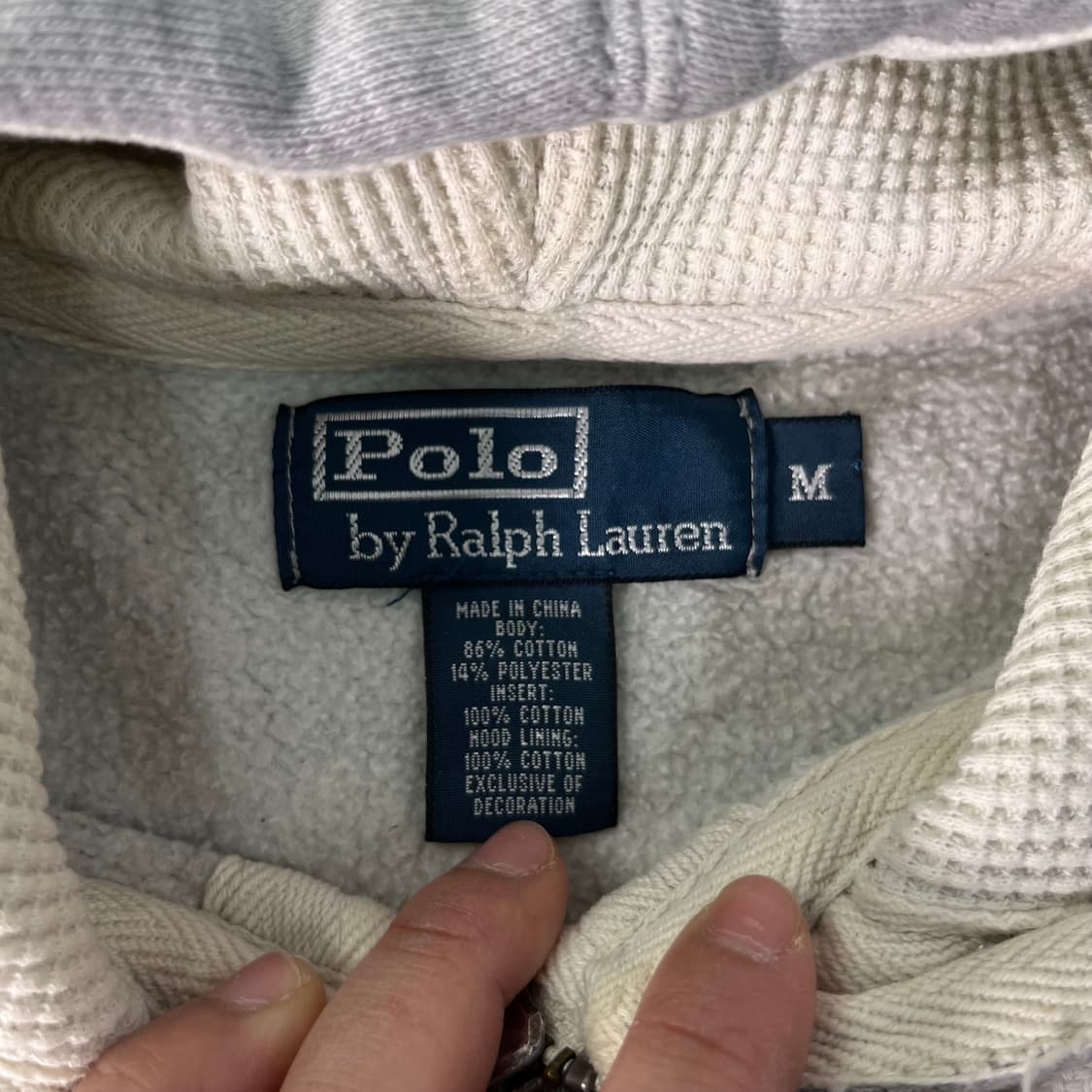 100 폴로 랄프로렌 와플 그레이 후드집업 상품이미지3