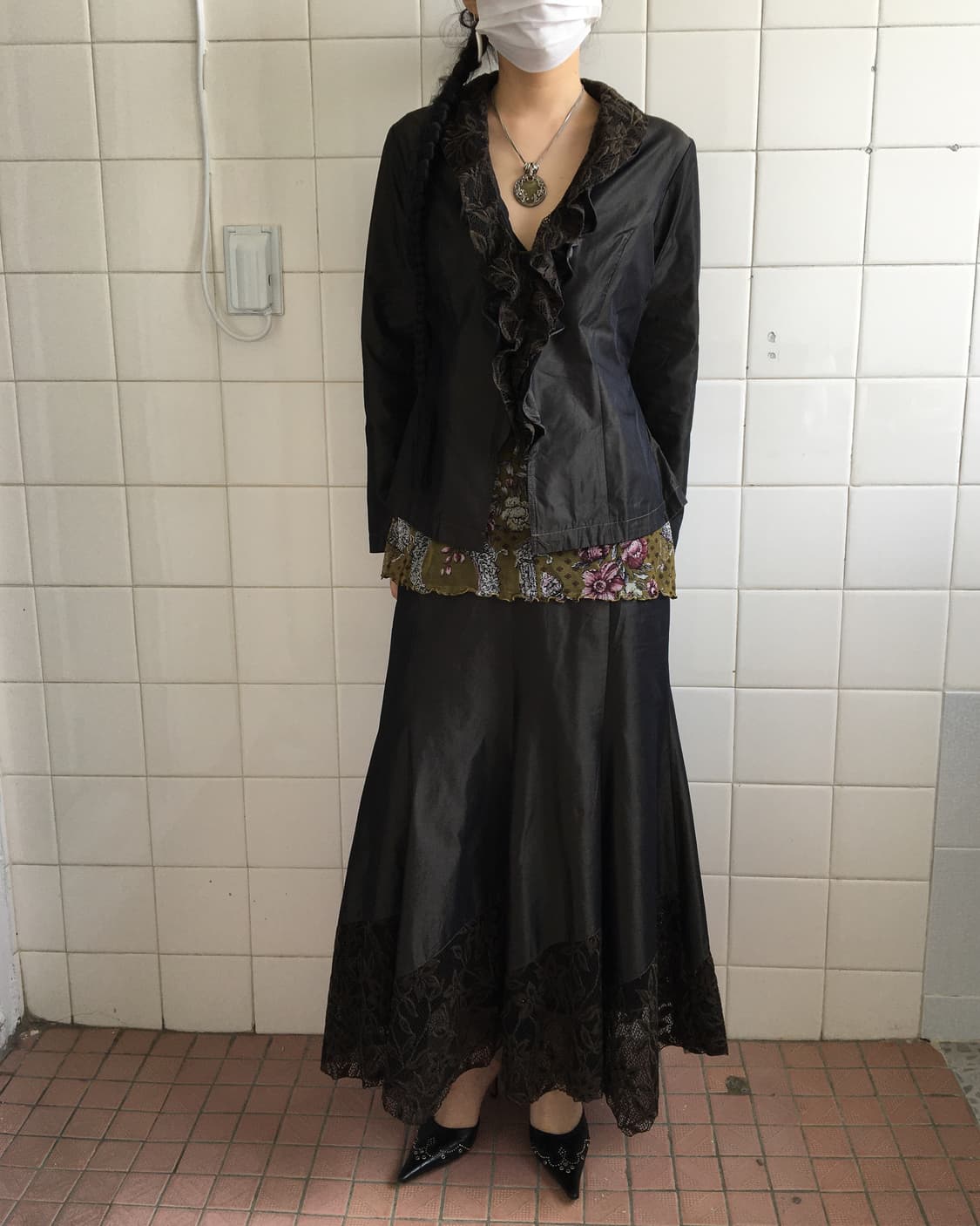 Lace ruffle point glossy set up 상품이미지1