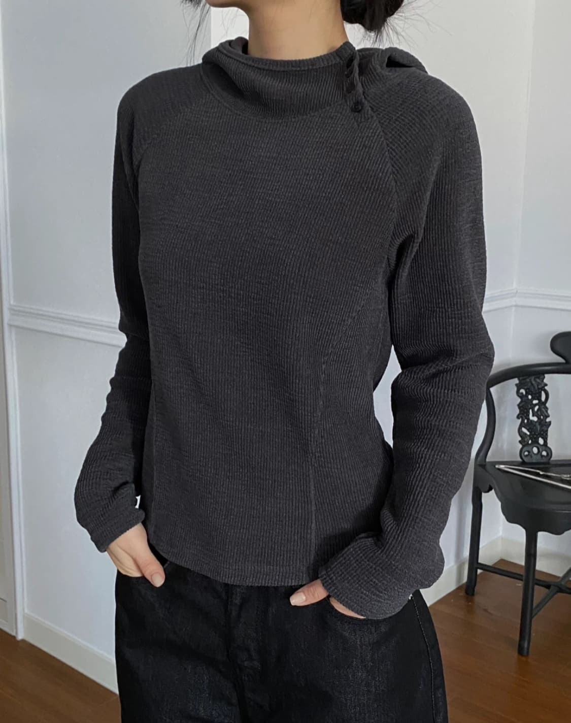 슬로 골지 후드 상품이미지3