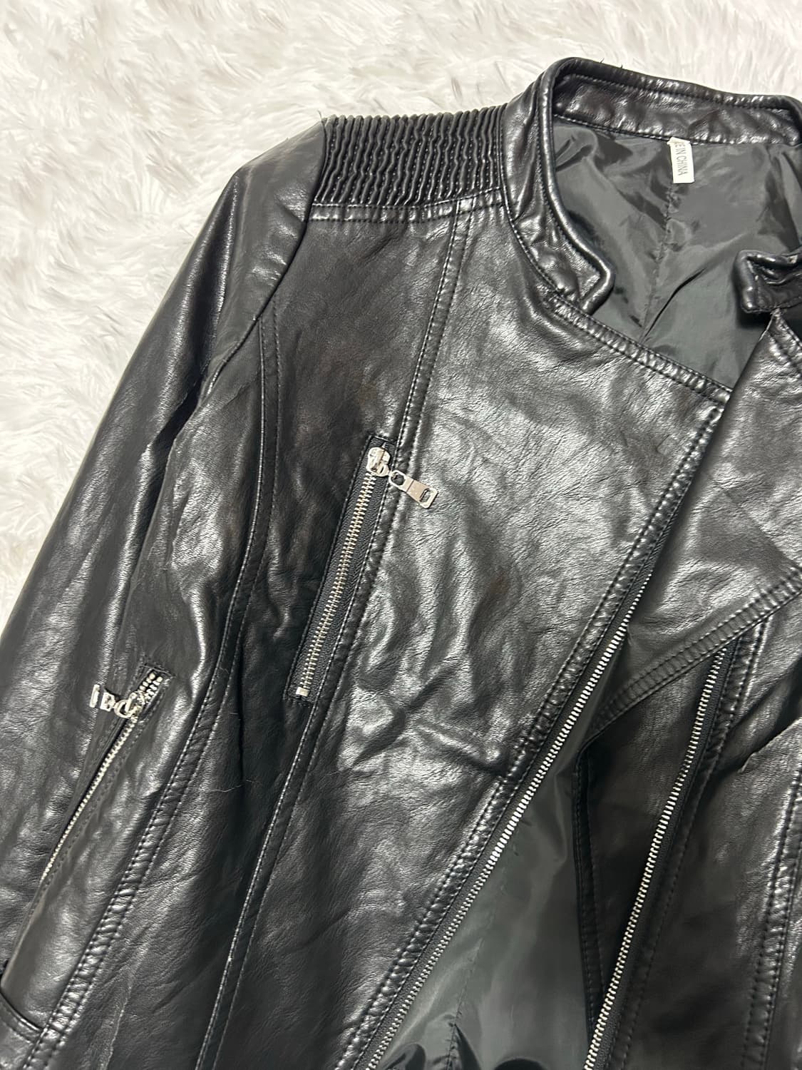 zipper detailed black rider jacket 상품이미지2