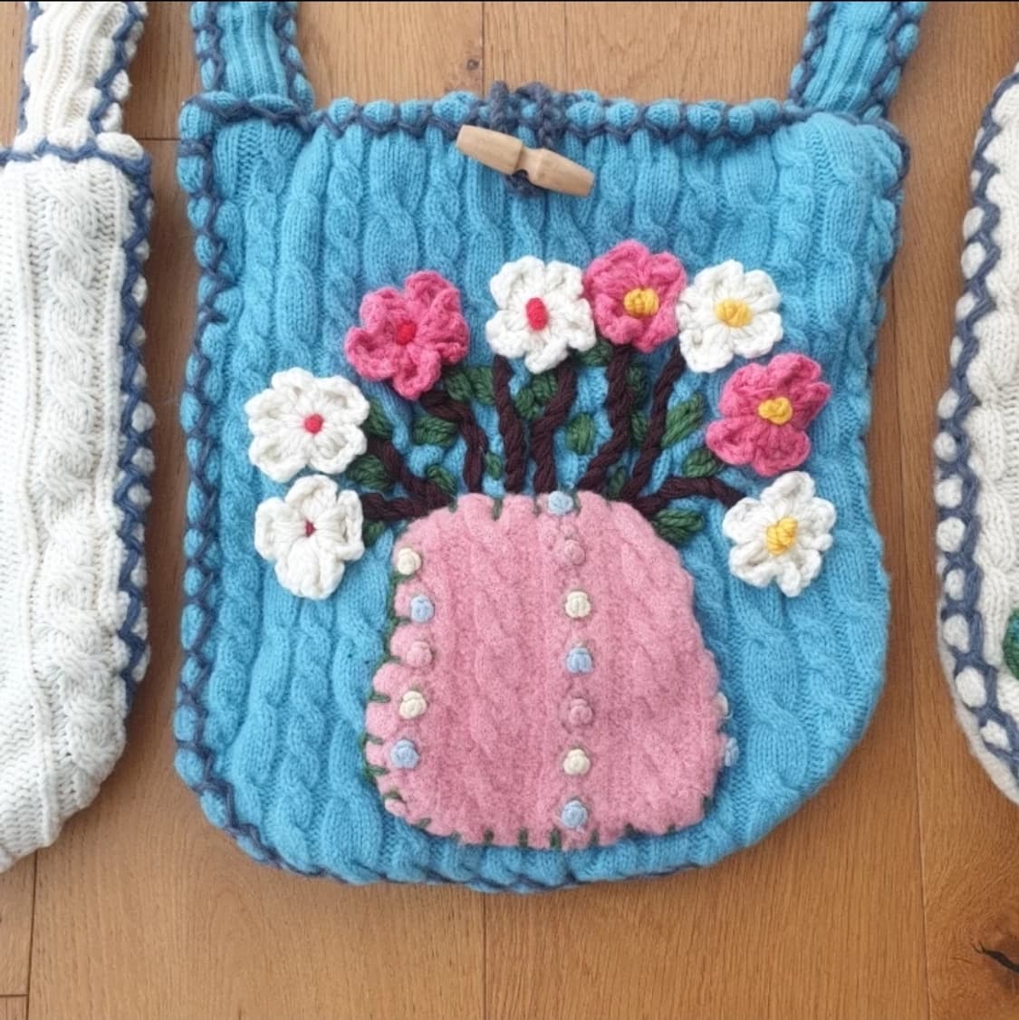 빈티지 핸드메이드 니트 가방 3종 모리걸 크로스백 인테리어 소품 희귀 상품이미지4