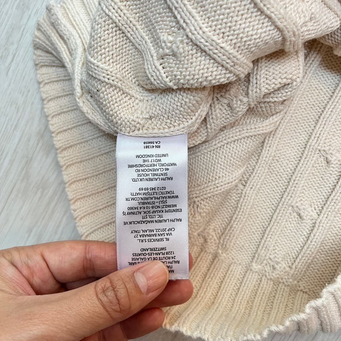 폴로 랄프로렌 케이블 브이넥 니트 / 아이보리 L 상품이미지5