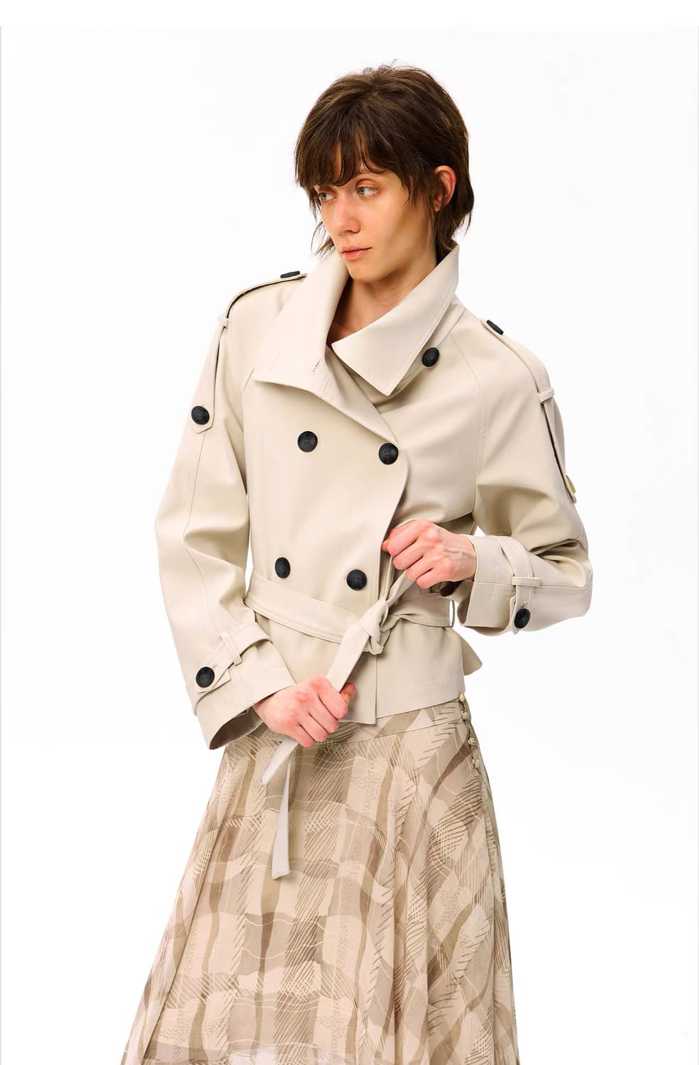 Aiss kiss 쇼트 트렌치 코트 상품이미지1