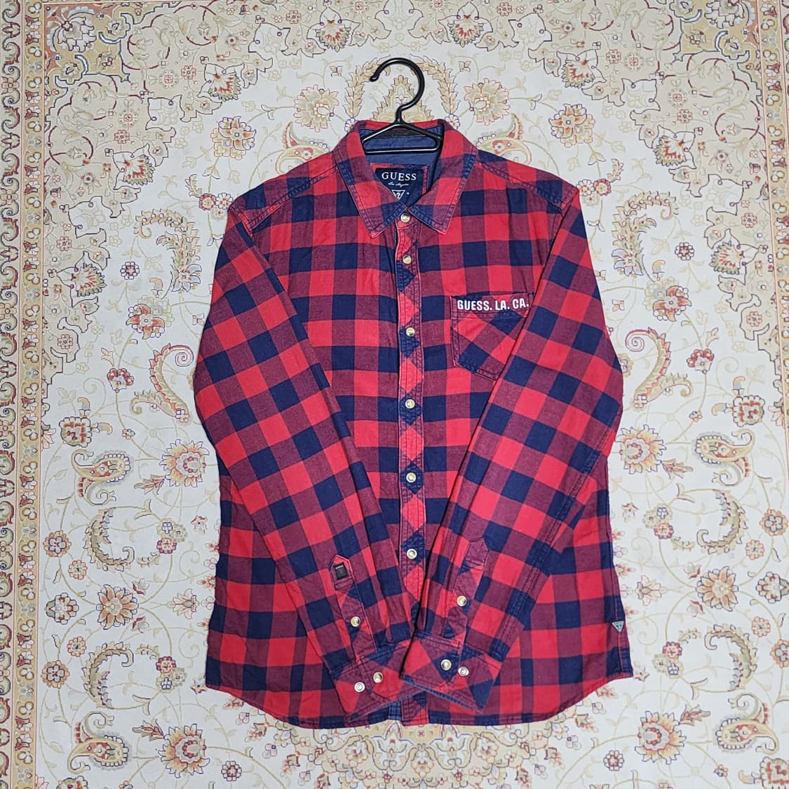 게스 코튼 남성 체크 셔츠 
L 상품이미지1