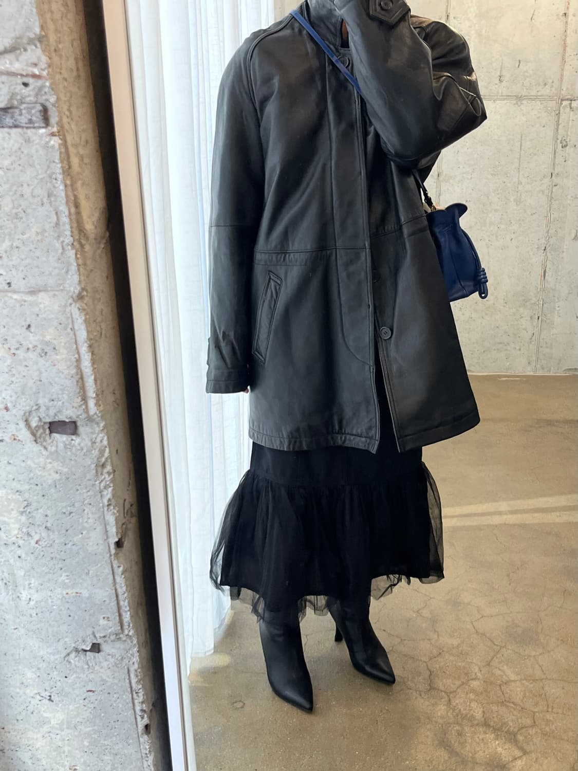 튤 코튼 롱 스커트 블랙 상품이미지4