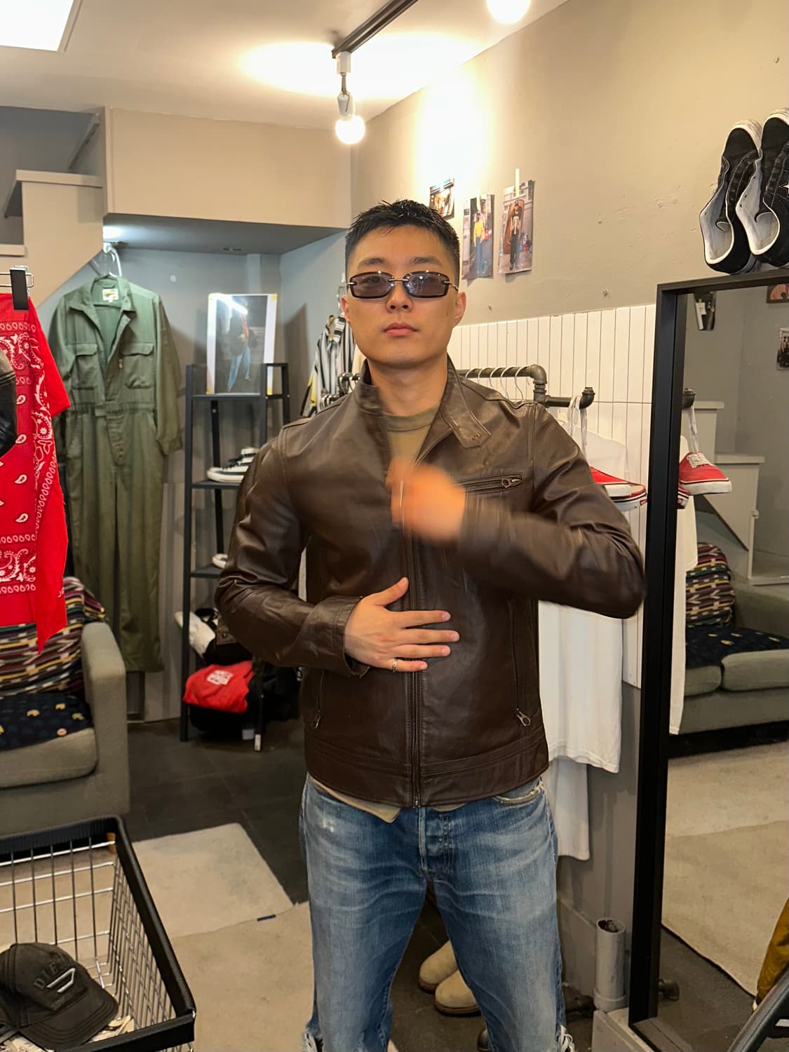 Urban Research brown rider leather JK 상품이미지1